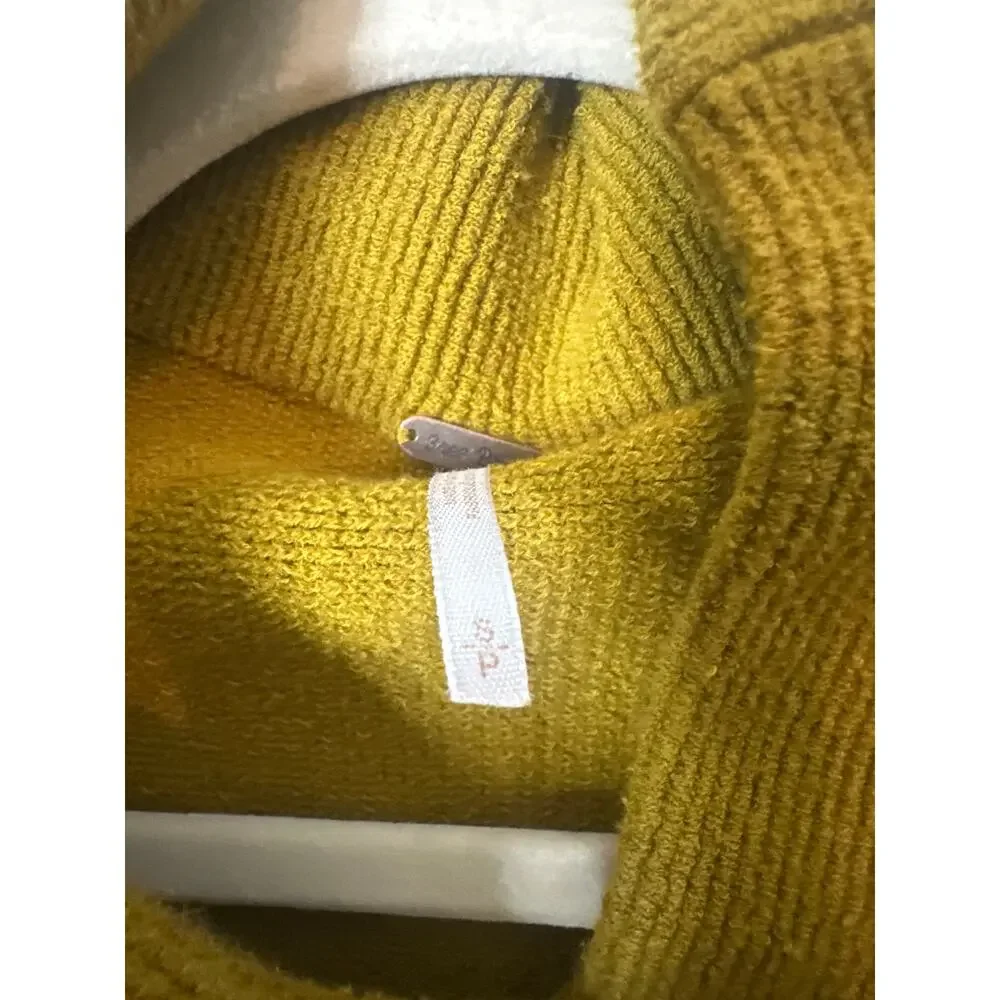 Free People Turtleneck Sweater Womens Size S Mustard Gold Oversized c2